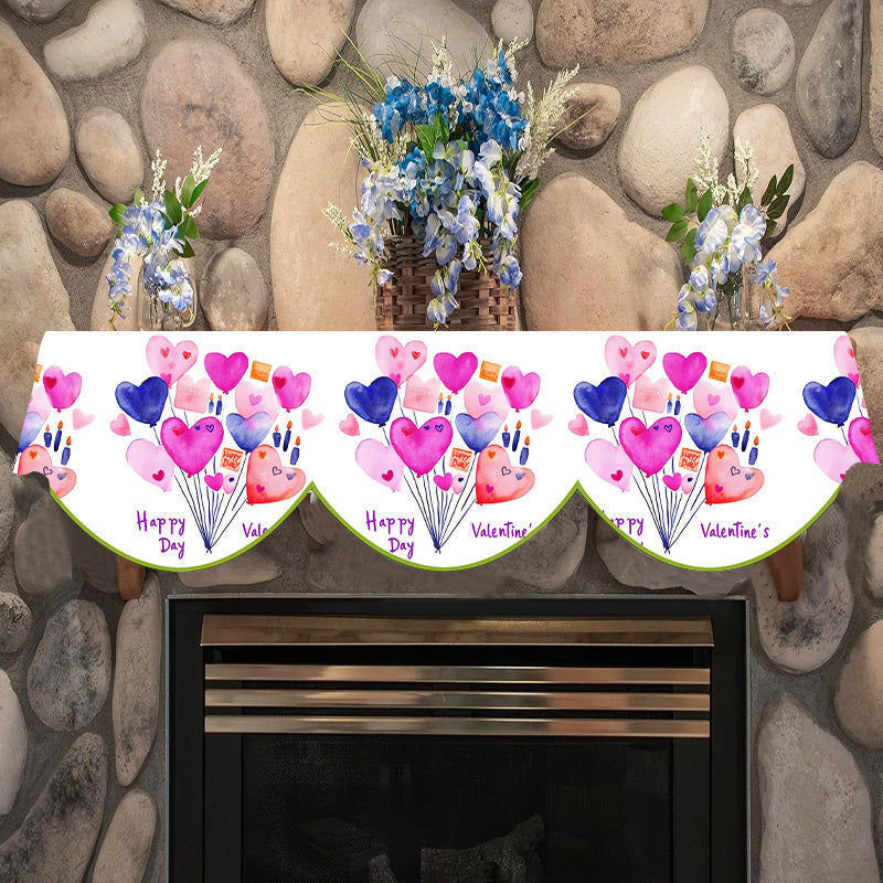 Valentine's Day Polyester Fireplace Scarf Heart Balloon Design 49.78cm x 199.9cm