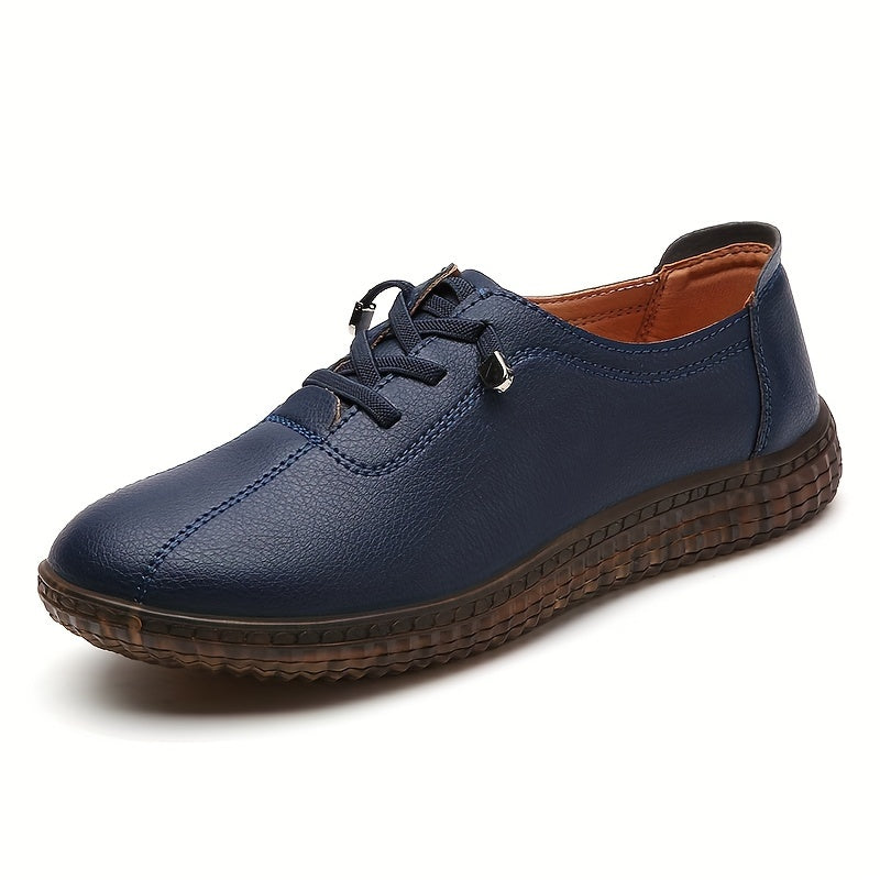 Women's Flat Oxfords Casual Lace-Up Microfiber Leather Sole for Daily Wear