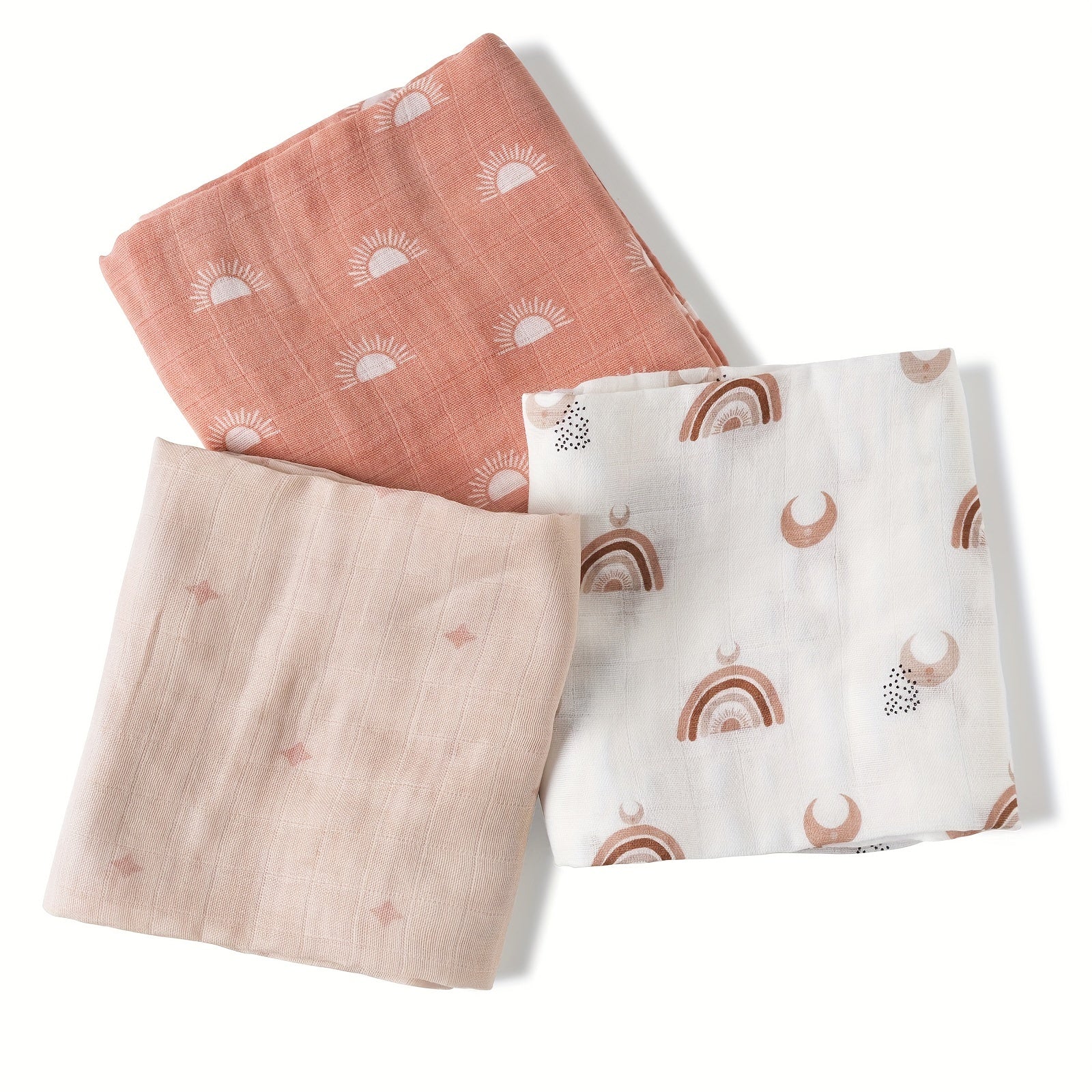 3-Pack Baby Muslin Swaddle Blankets 70x70cm Breathable Soft Gauze Nursing Cover