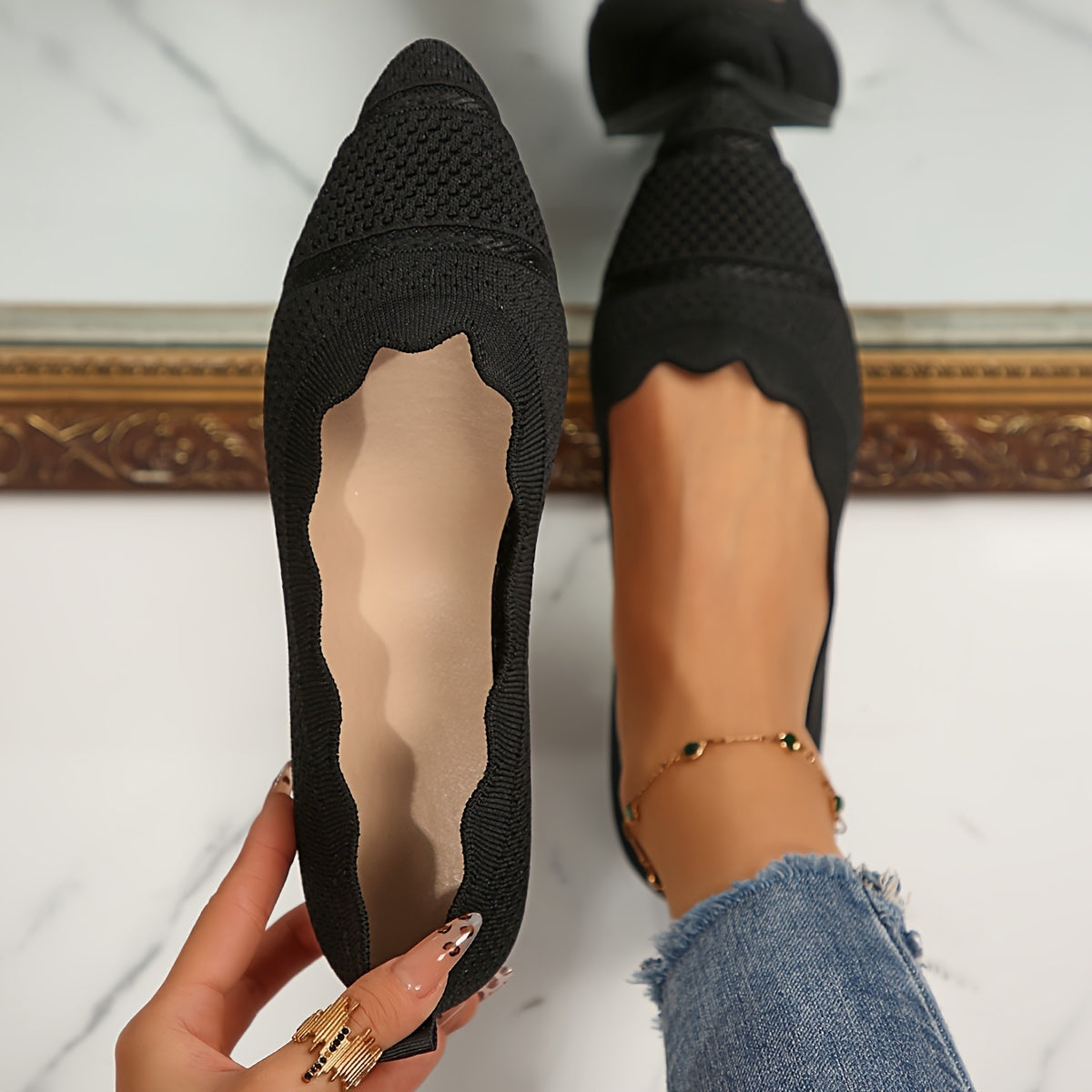 Women's Vintage Ballet Flats Breathable Fabric Comfortable Stylish