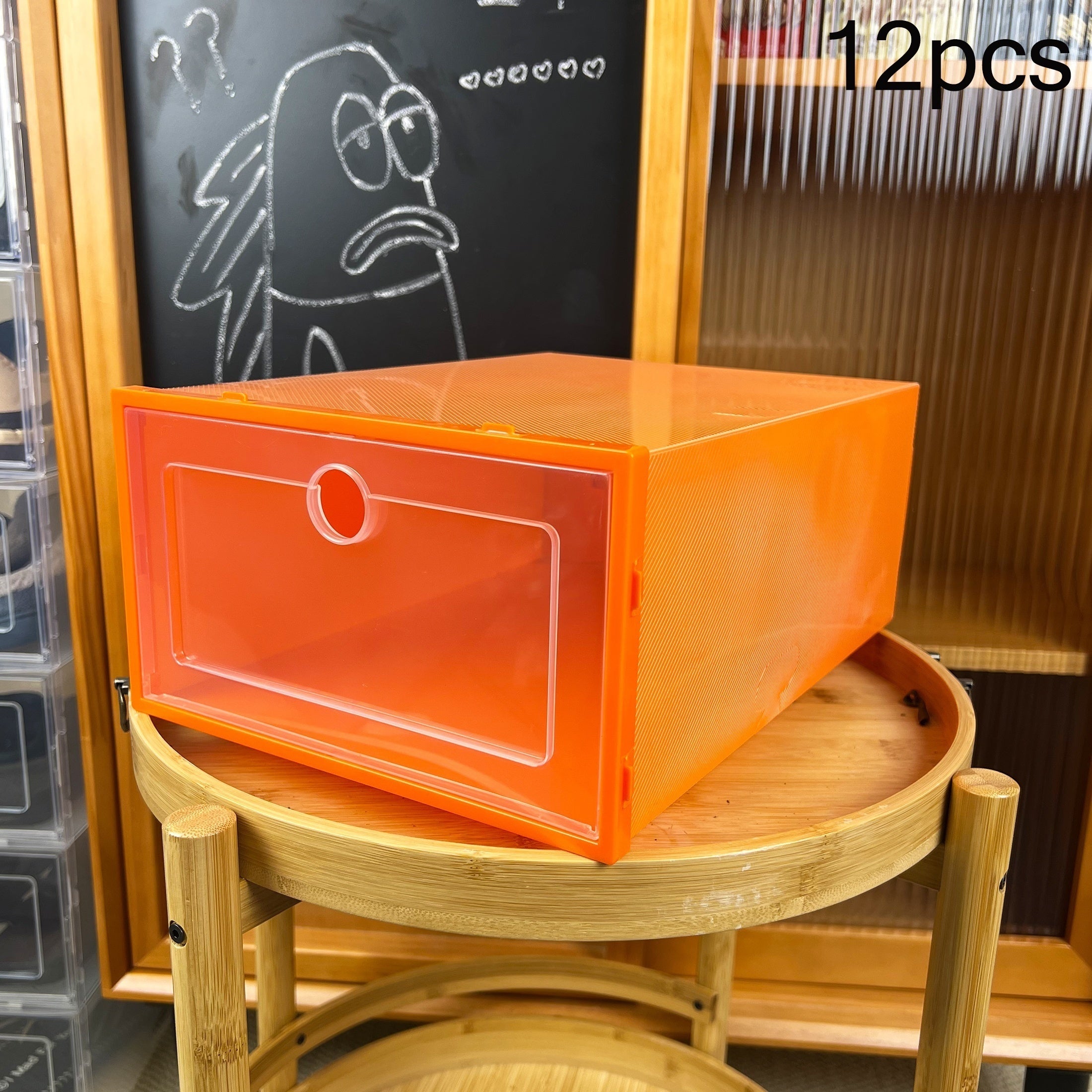 12 Pack Transparent Plastic Shoe Storage Boxes Stackable Organizer for Shoes Jewelry Watches