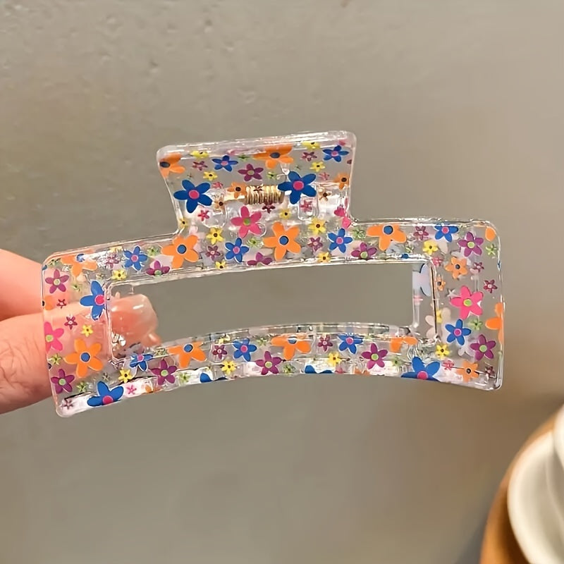 Set of 3 Cute Printed Hair Claw Clips Non-Slip Grip Strong Hold for Thin or Thick Hair