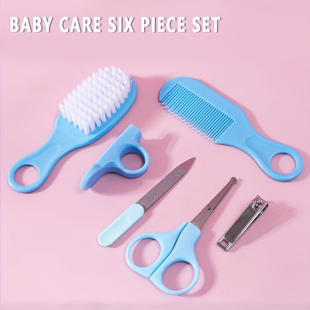 Newborn Baby Care Kit 6 Pieces Nail Hair Grooming Set with Brush Comb Manicure