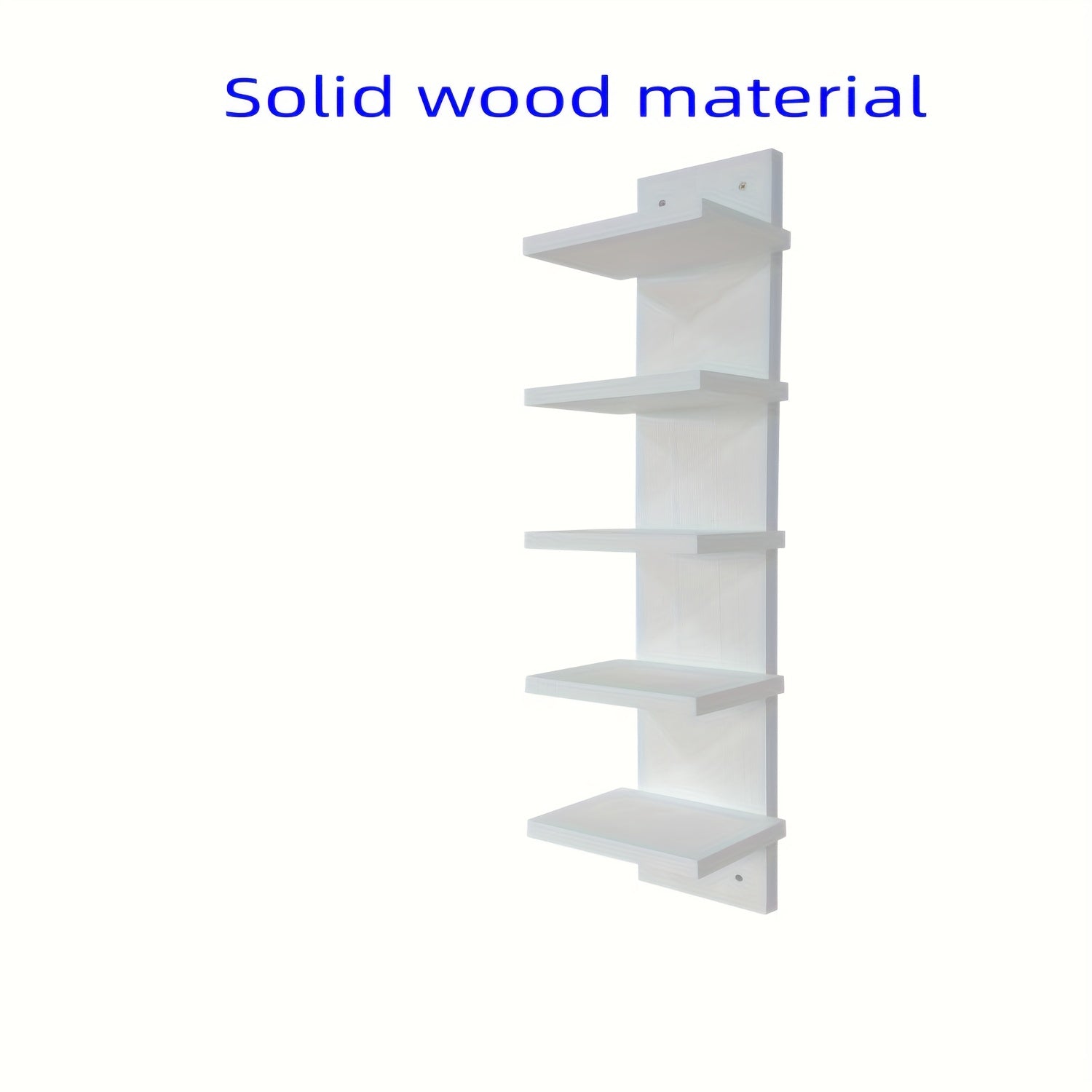White Wooden Wall Shelf with Five Tiers for Storage and Organization