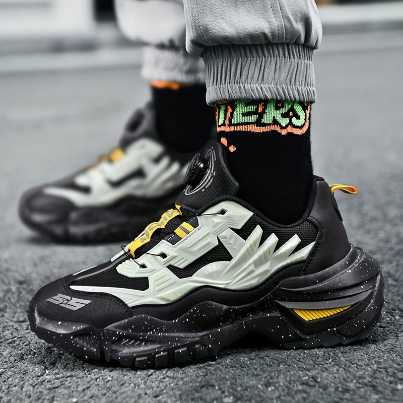 Men's Breathable Mesh Lace-Up Sneakers with TPU Sole for Anti-Skid Walking