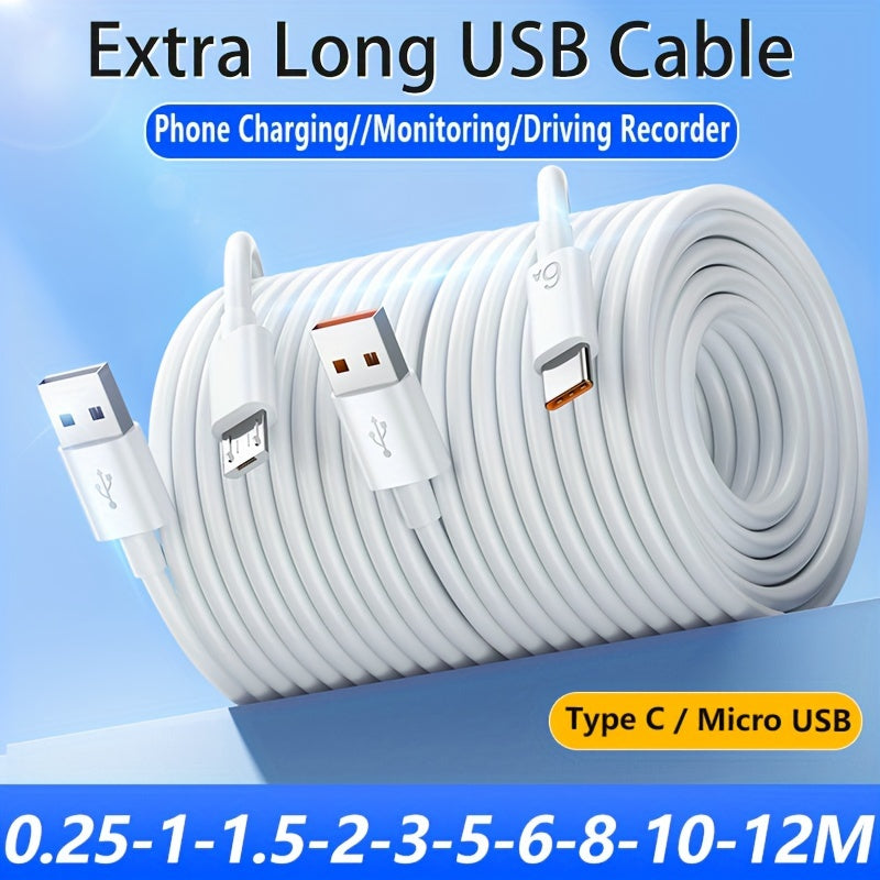Long USB to Type C Micro USB Charging Cable for Android Phones Cameras Printers