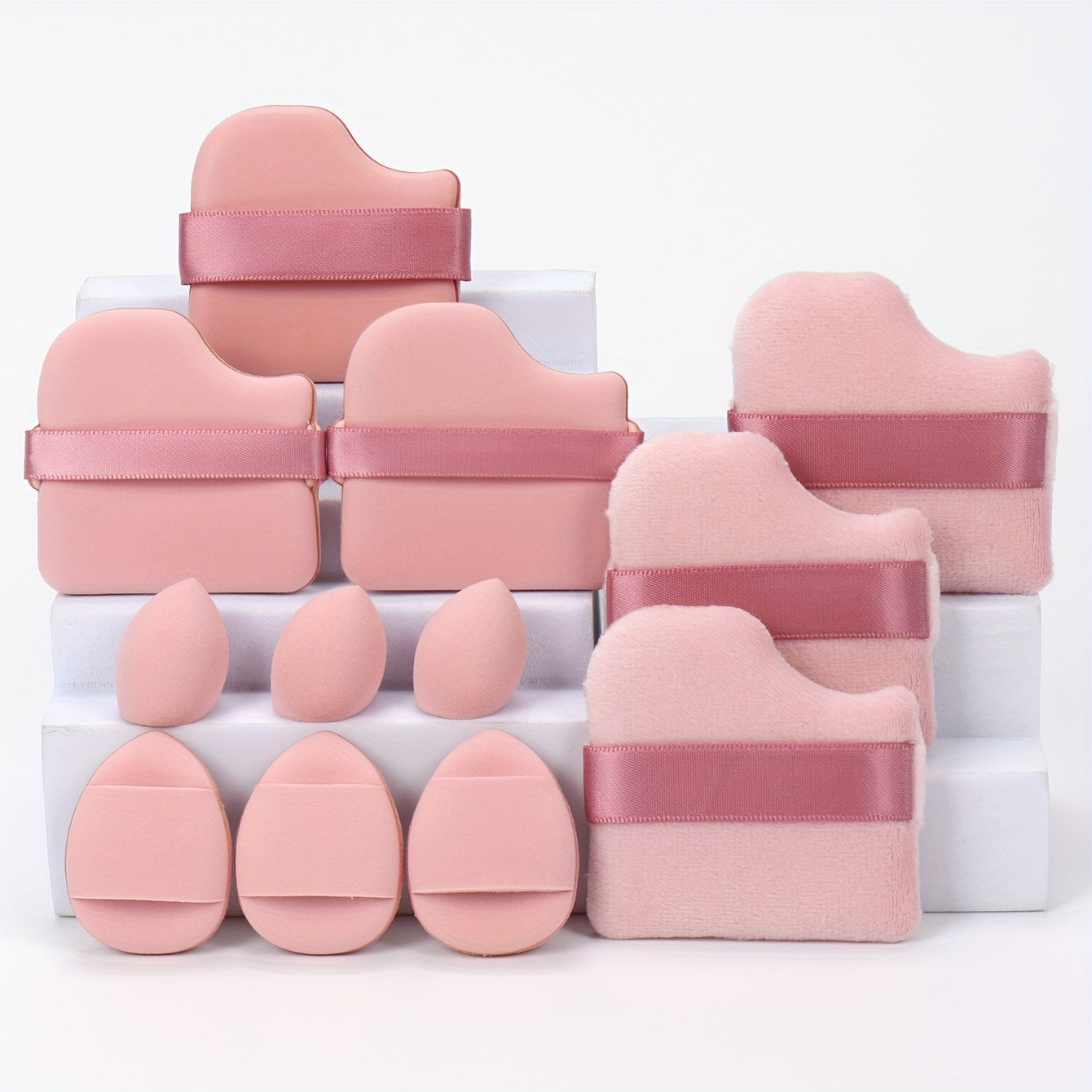 12Pcs Makeup Sponge Set with Velvet Blenders for Foundation, Powder, Liquid