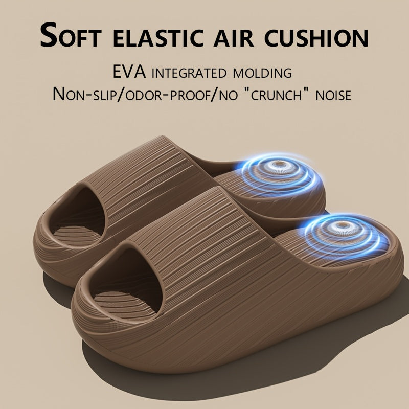 Women's EVA Pillow Slippers Open Toe Shower Sandals Black/Beige