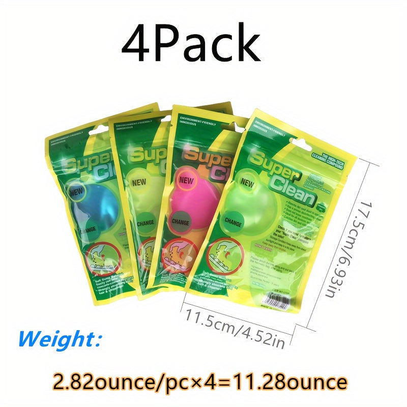 Gel de limpieza universal para coche para polvo interior, teclado, impresora, cámara, 4 paquetes