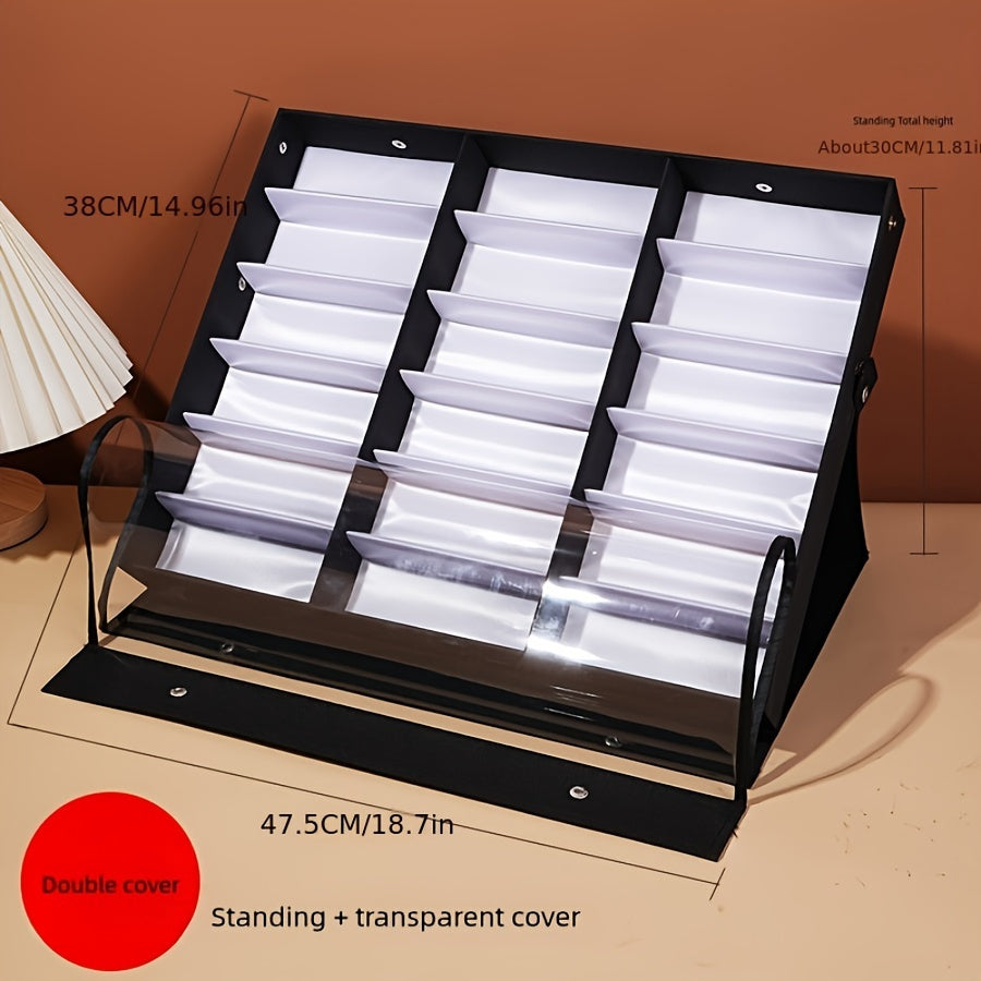 Nylon Eyeglass Storage Box with 18 Compartments Glass Display Stand for Countertop