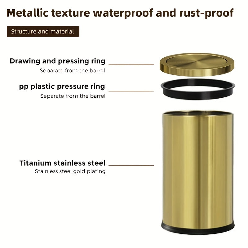 Boshliq bilan zanglamaydigan po'latdan yasalgan axlat qutisi, katta hajmli, oshxona, hammom, mehmonxona uchun