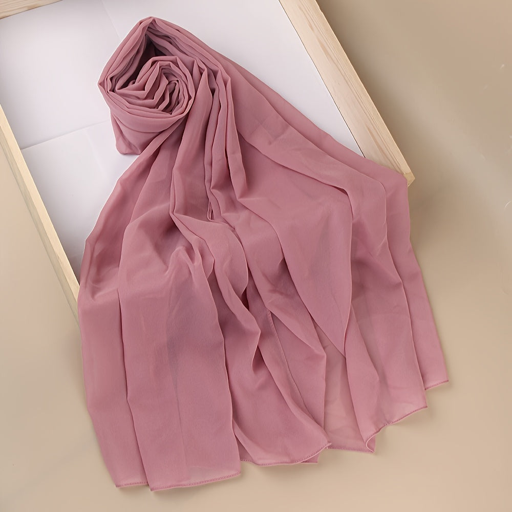 Ayollar uchun toza rangli chiffon hijab sharf, yumshoq, engil va ko‘p maqsadli bosh yopishqoq