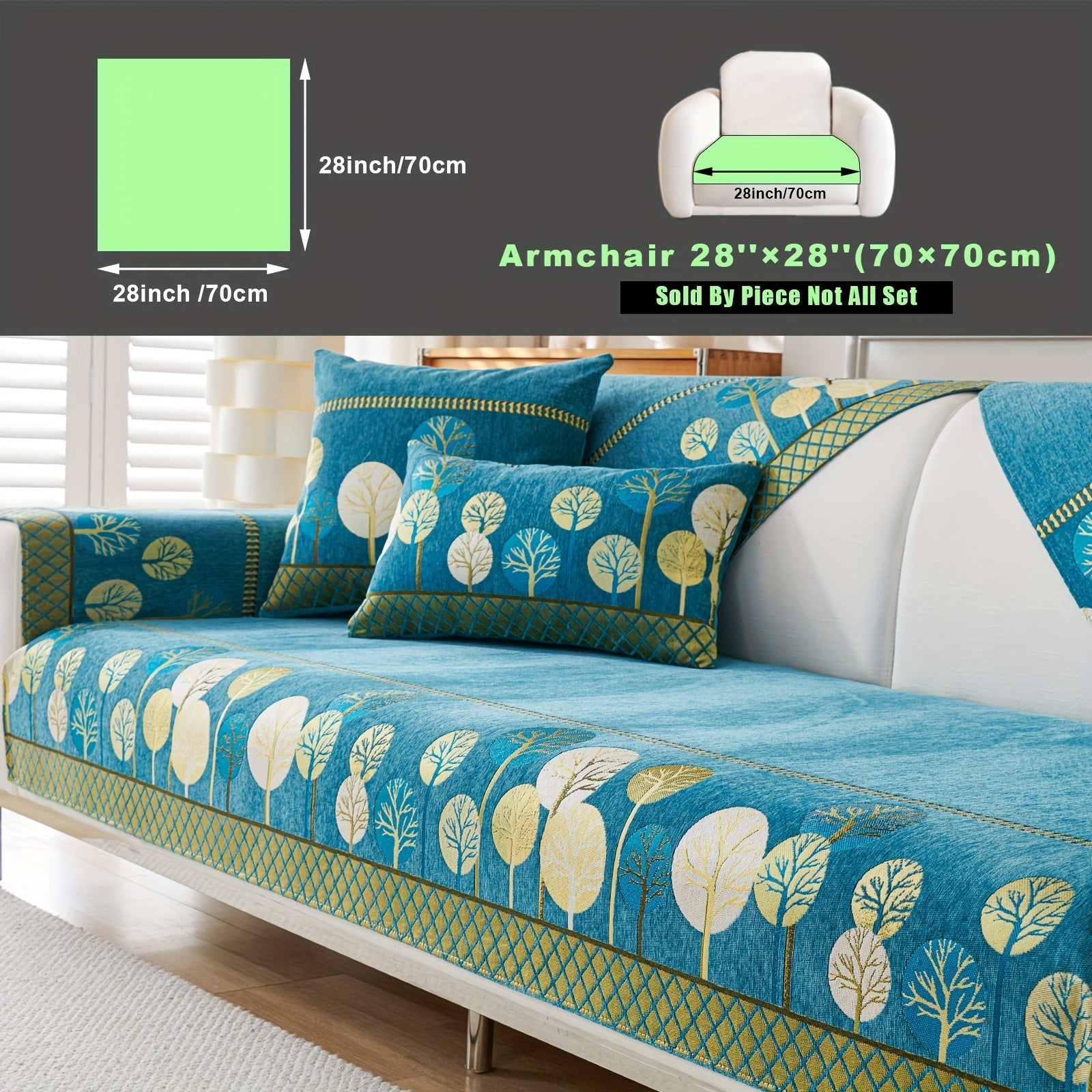 Bohemian Style Sofa Cover with Moonlight Forest Tree Pattern Non-Slip Machine Washable for Single to Quadruple Seat Sofas