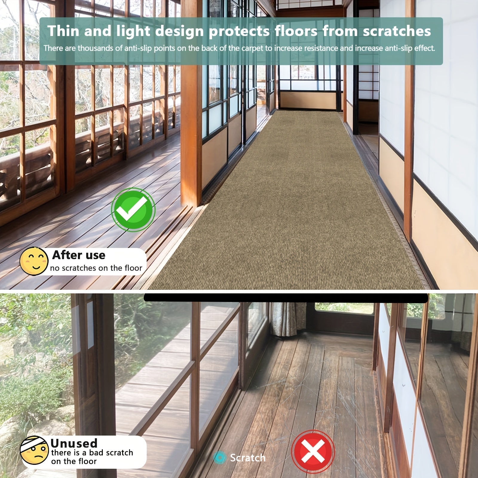 Thick Runner Carpet for Hallways Stairs Kitchen Washable Hardwood Floor Use