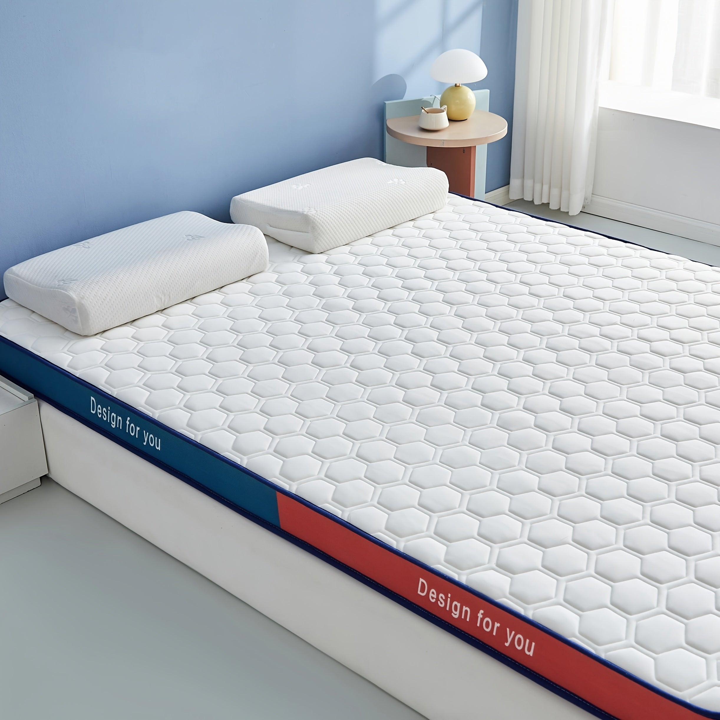 Memory Foam Mattress 8cm Thick Foldable Latex PU Foam White Soft to Medium Firm