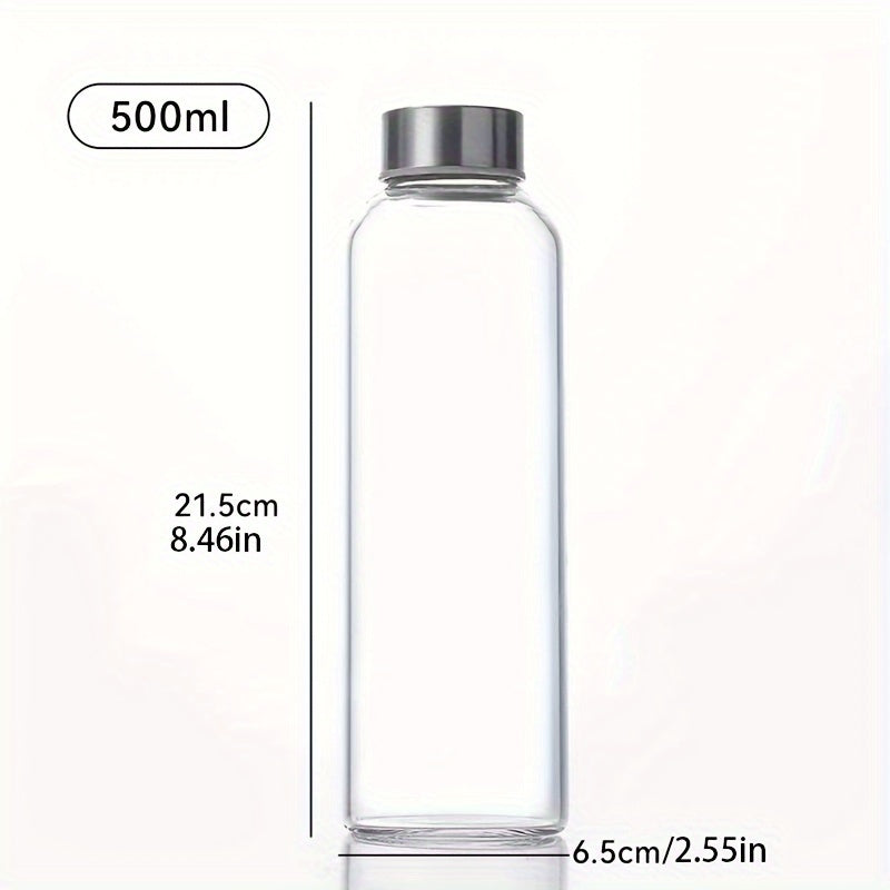 Botella de vidrio de borosilicato con tapas de acero inoxidable y bambú, recipiente de viaje a prueba de fugas