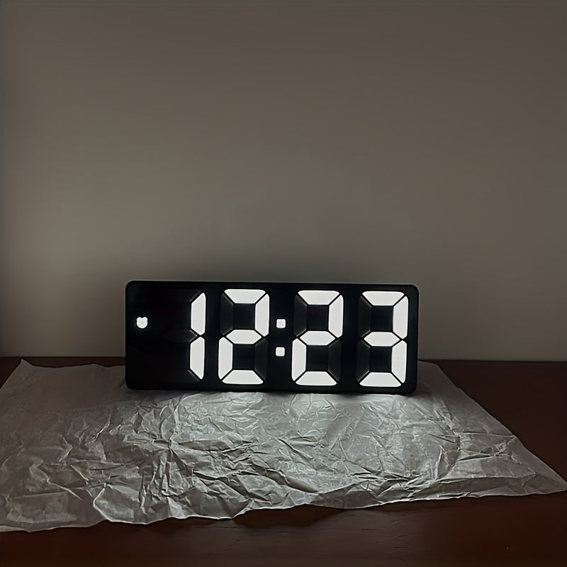 Smart LED Desk Alarm Clock with Voice Control Silent Snooze Wake Up