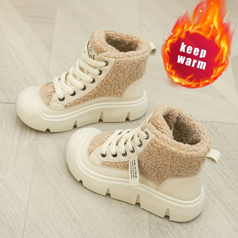 Women's Plush Thick Warm High-Top Winter Snow Boots With Adjustable Strap