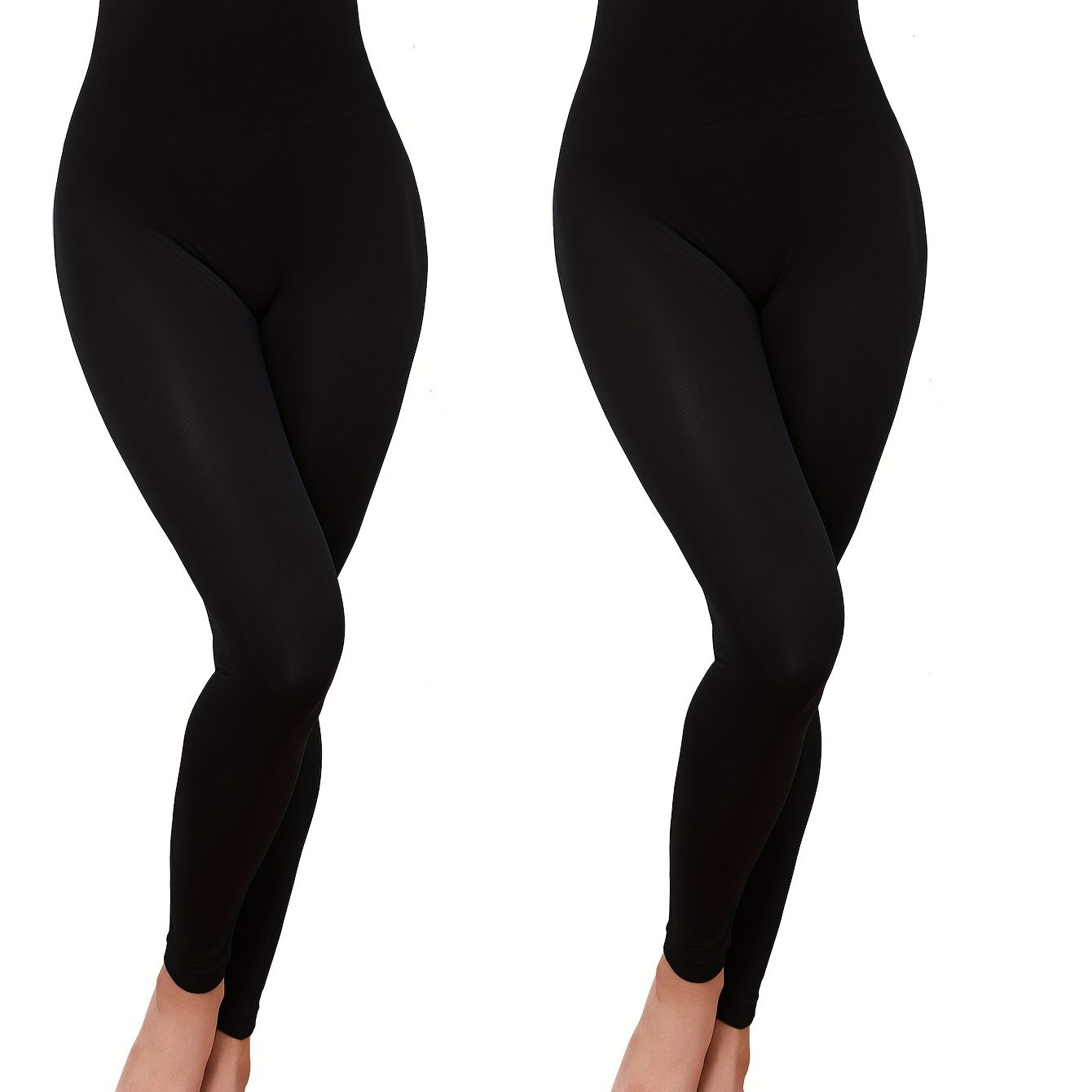 Women's High-Waist Tummy Control Seamless Yoga Leggings Black 2 Pack