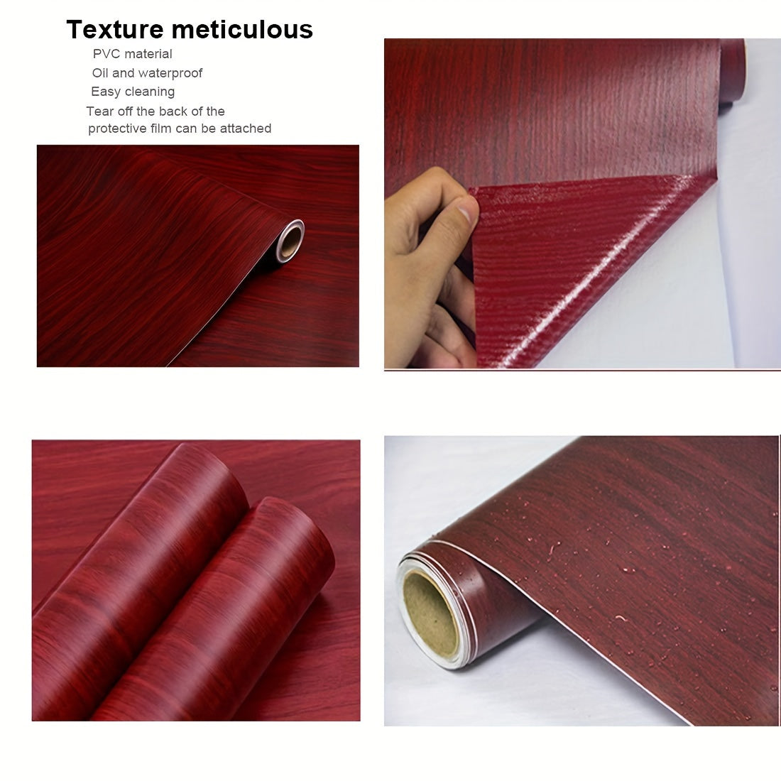 Waterproof Self-Adhesive Contact Paper with Realistic Wood Grain for Furniture Cabinets and Windowsills