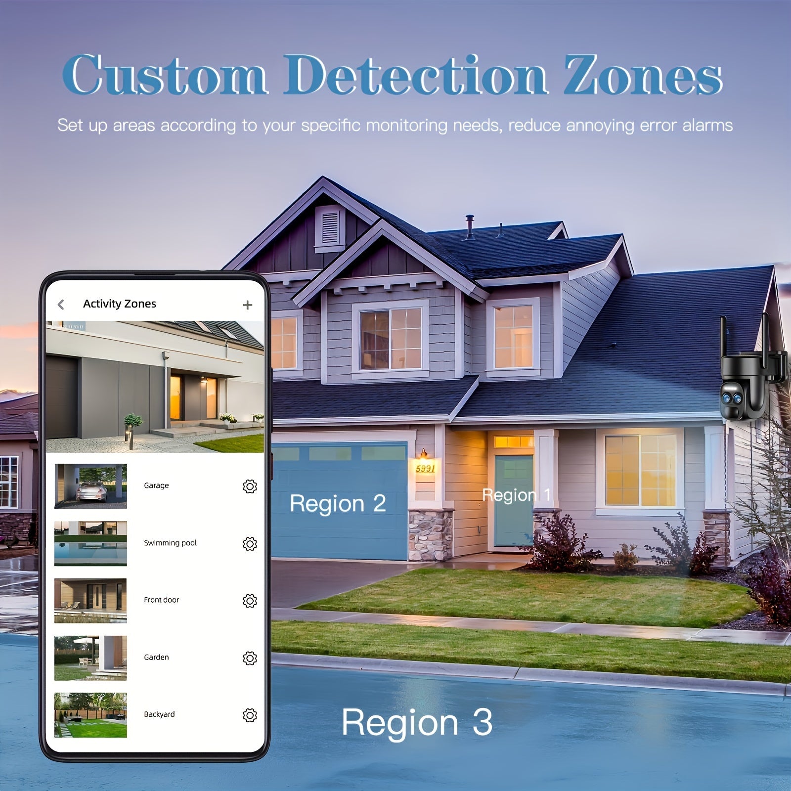 Outdoor Solar Security Camera with Dual Lens WiFi Night Vision Two-Way Audio Motion Detection