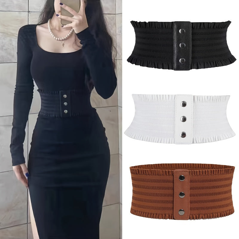 Набор из 3 рюшеобразных широких ремней с эластичным поясом для винтажных платьев и пальто