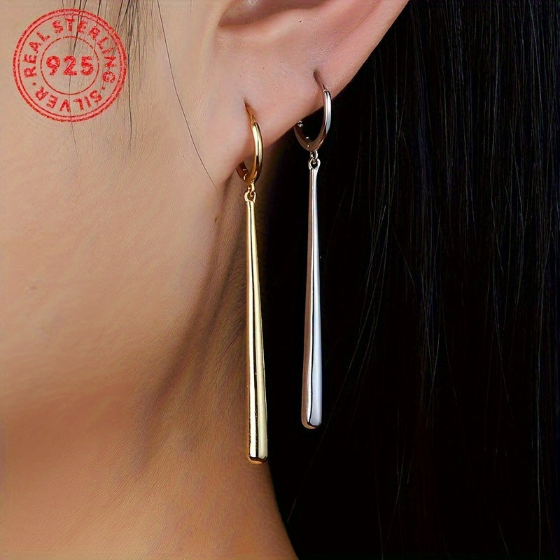 Sterling Silver Uzun Tashlash Quloqchinlar Suv Teshik Dizayni Oltin Rangli Zamonaviy Zargarlik