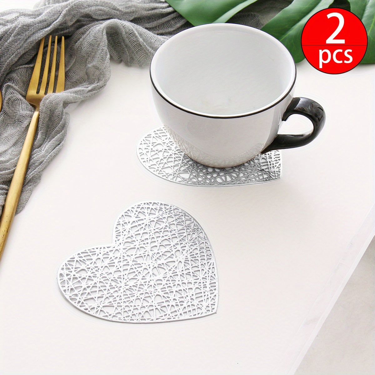 Juego de 2 o 4 posavasos en forma de corazón para bodas de comida occidental y decoración del hogar