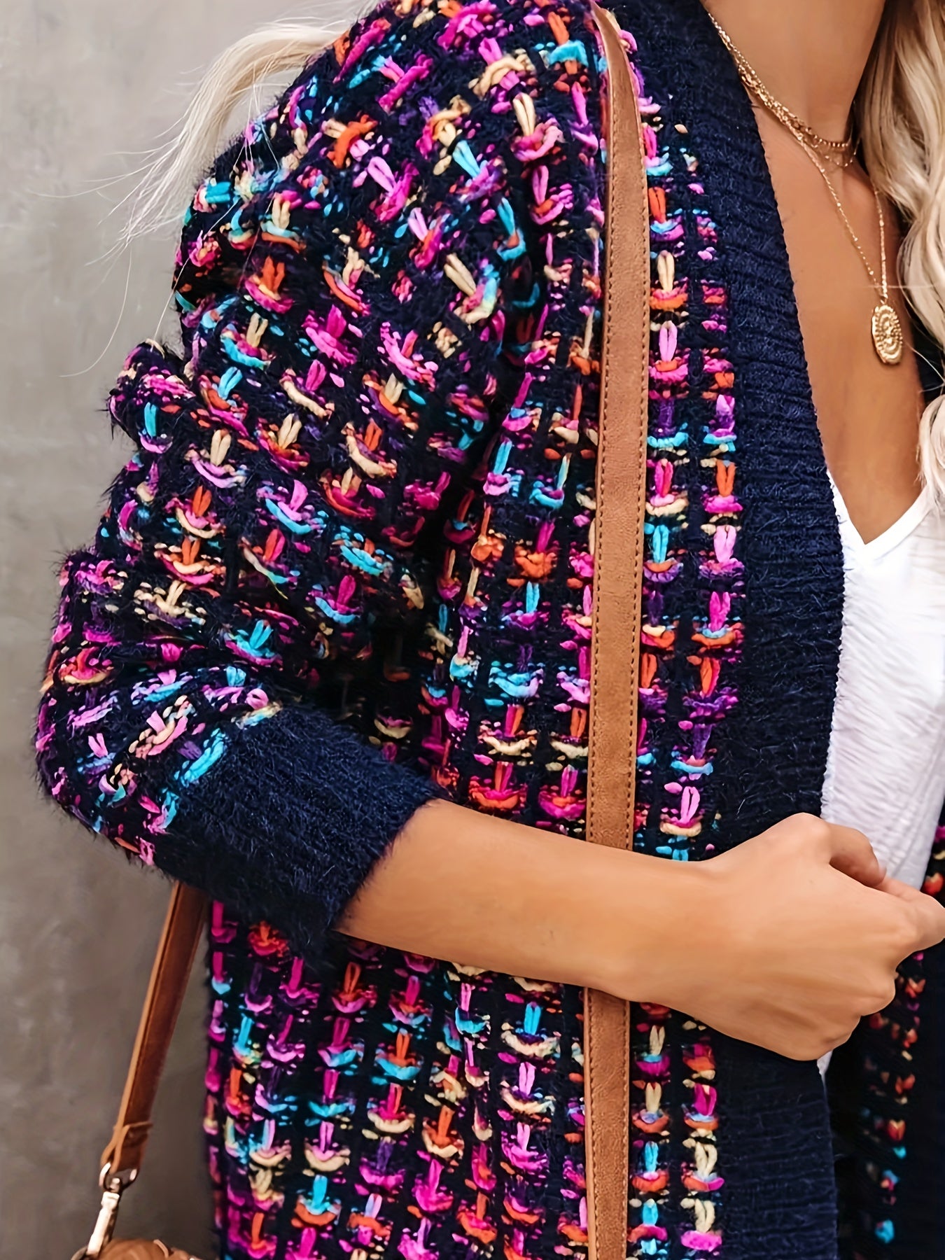 Women's Plus Size Multi Color Open Front Cardigan Casual Long Sleeve Knit