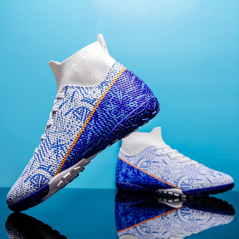 Men's and Women's High-Top Soccer Cleats for Artificial Grass Outdoor Sports Training Breathable Non-Slip All-Weather Rubber Sole