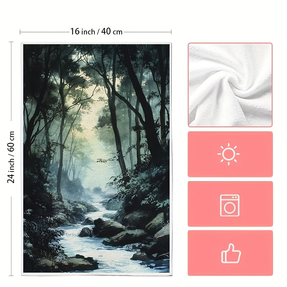 Set of 2 River-Inspired Kitchen Towels 16x24 Inches Highly Absorbent Dish Towels