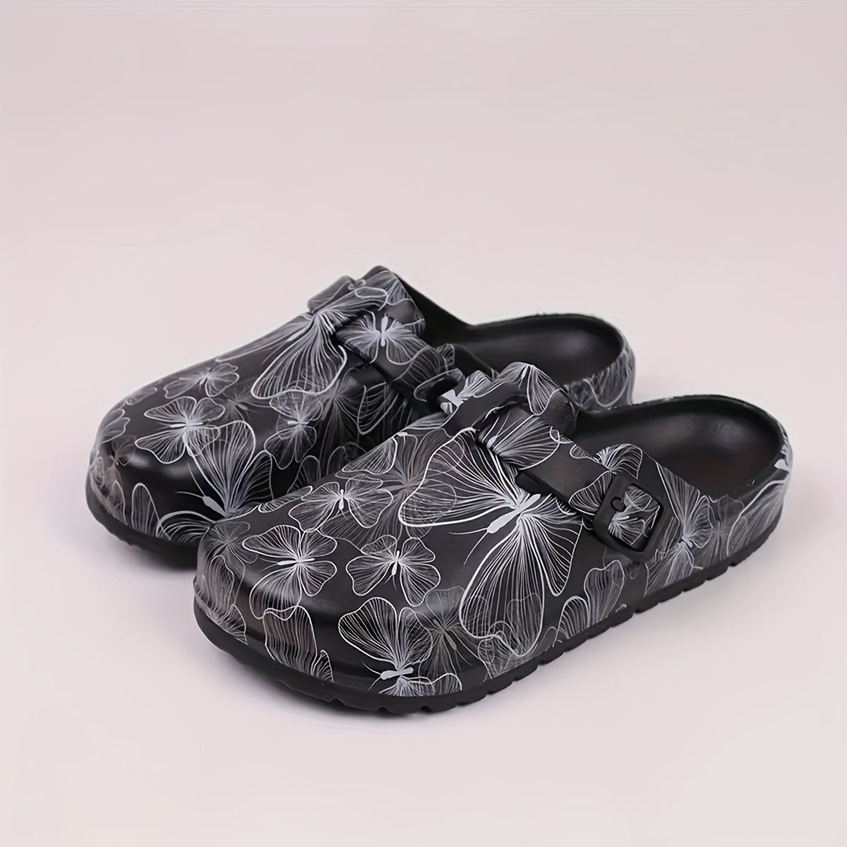 Women's Floral Print Mary Jane Slip-On Nurse Lab Shoes Non-Slip EVA