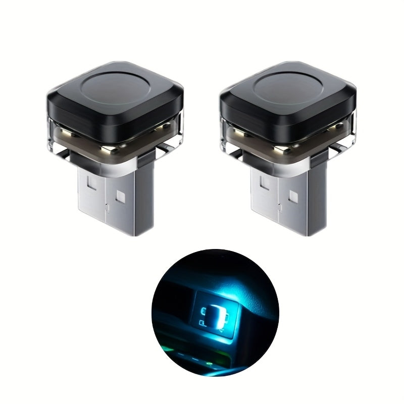 2 dona Mini Avtomobil USB Ambient LED chiroqlar ichki bezak uchun atmosfera lampalari