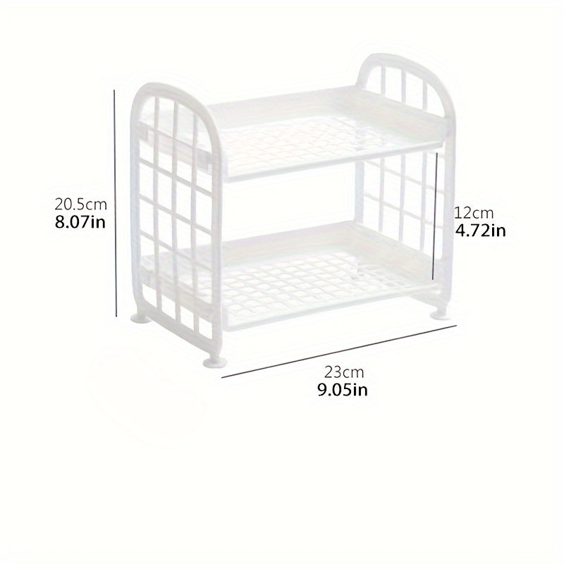 Two-Tier Plastic Storage Rack with Detachable Design for Cosmetics and Items