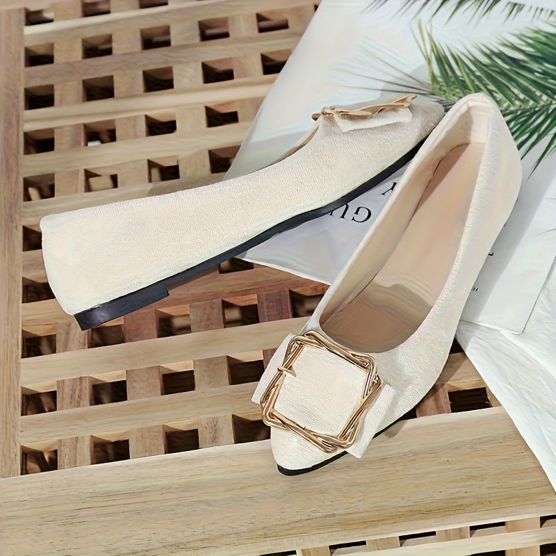 Women's Slip-On Pointed Toe Flats with Metal Accents and Cushioned Insole