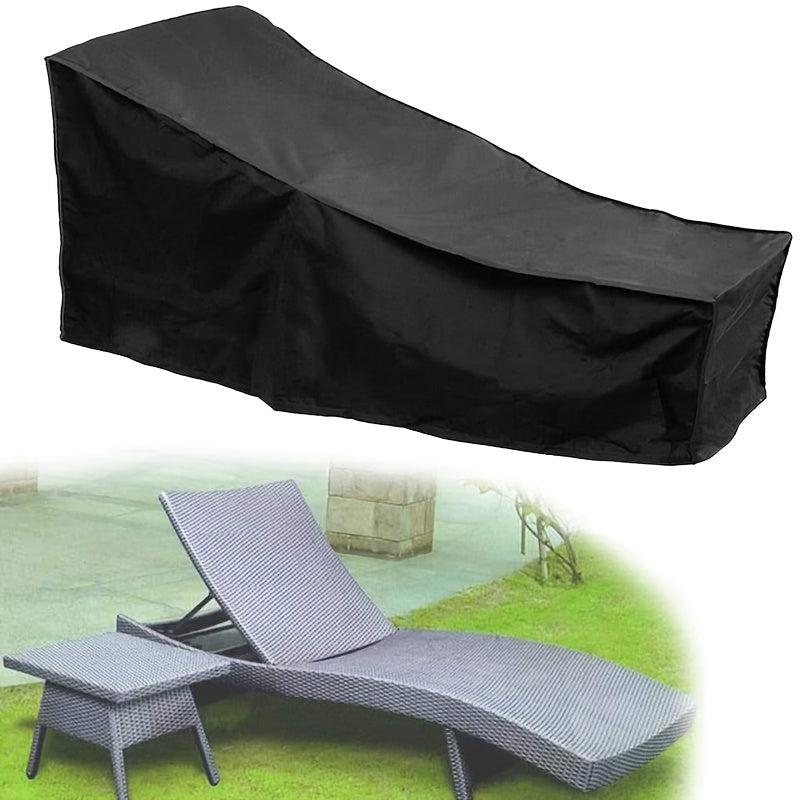 Black Outdoor Chaise Lounge Cover Waterproof UV-Resistant Heavy Duty All-Season 420D Oxford