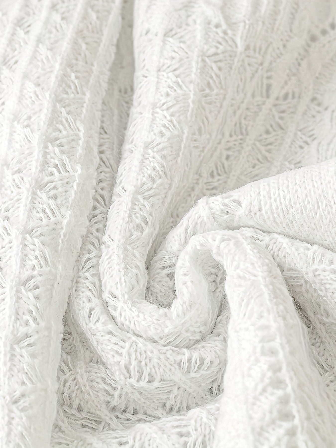 Plus Size Women's Solid Color Long Sleeve Cardigan Casual Hollow Style