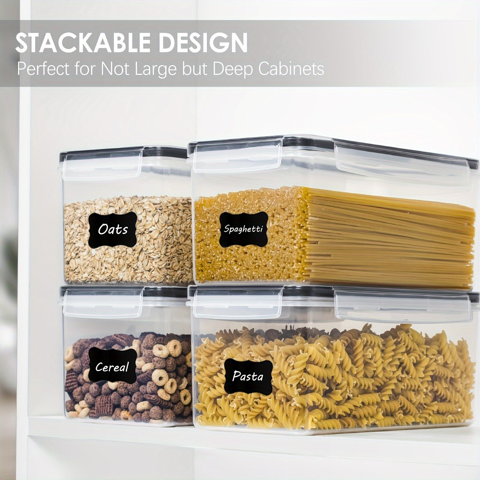 Airtight Plastic Food Storage Containers 1/2/3pcs Stackable Pantry Organizer