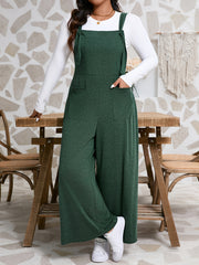 Women's Plus Size Solid Color Jumpsuit Sleeveless Pockets Casual