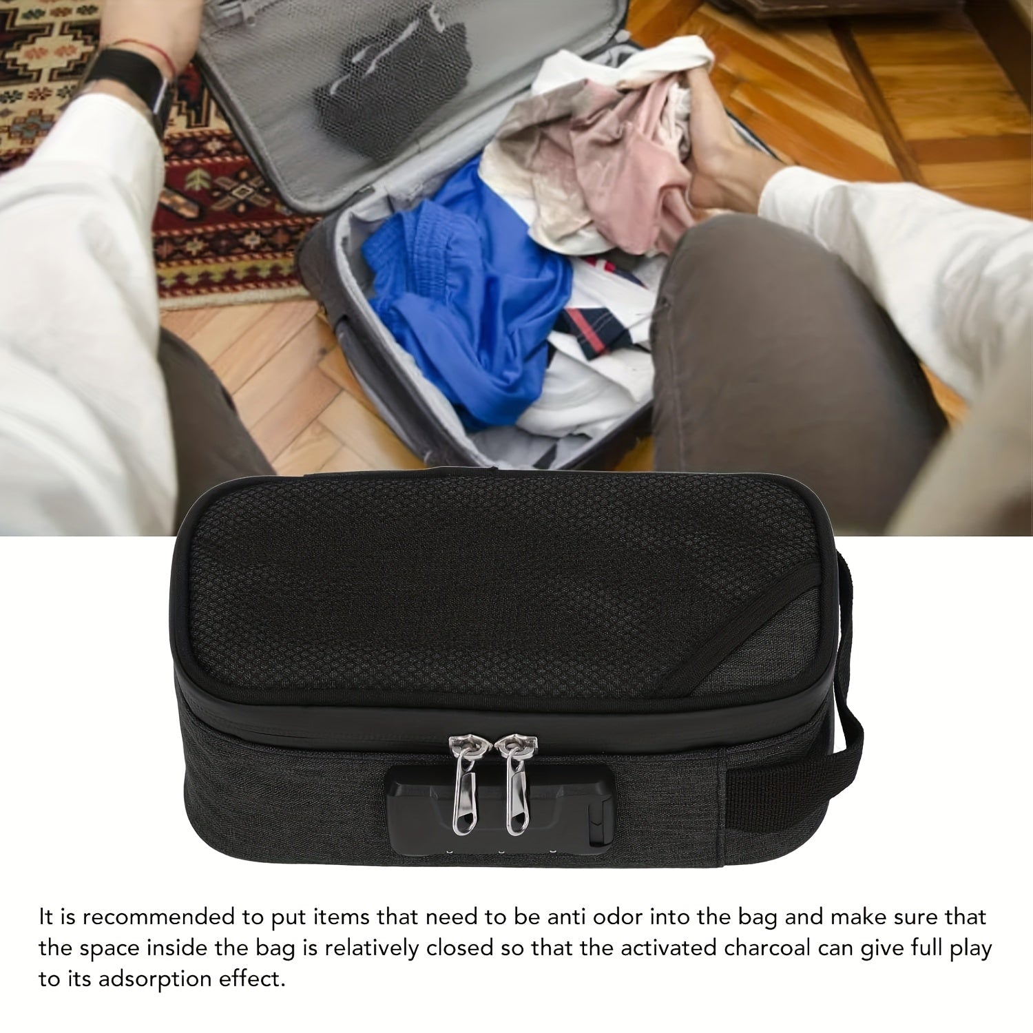 Uniseks saqlash qutisi parol bilan qulflanadigan, bardoshli sayohat tashkilotchisi, qora, 2 dona