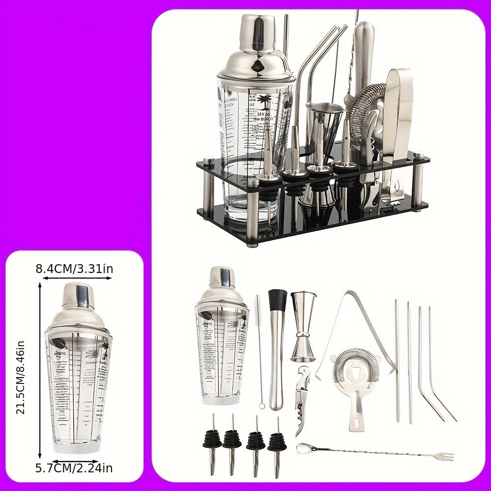 16-Piece Milk Tea Tools Set with Cocktail Mixers and Shaker Cup