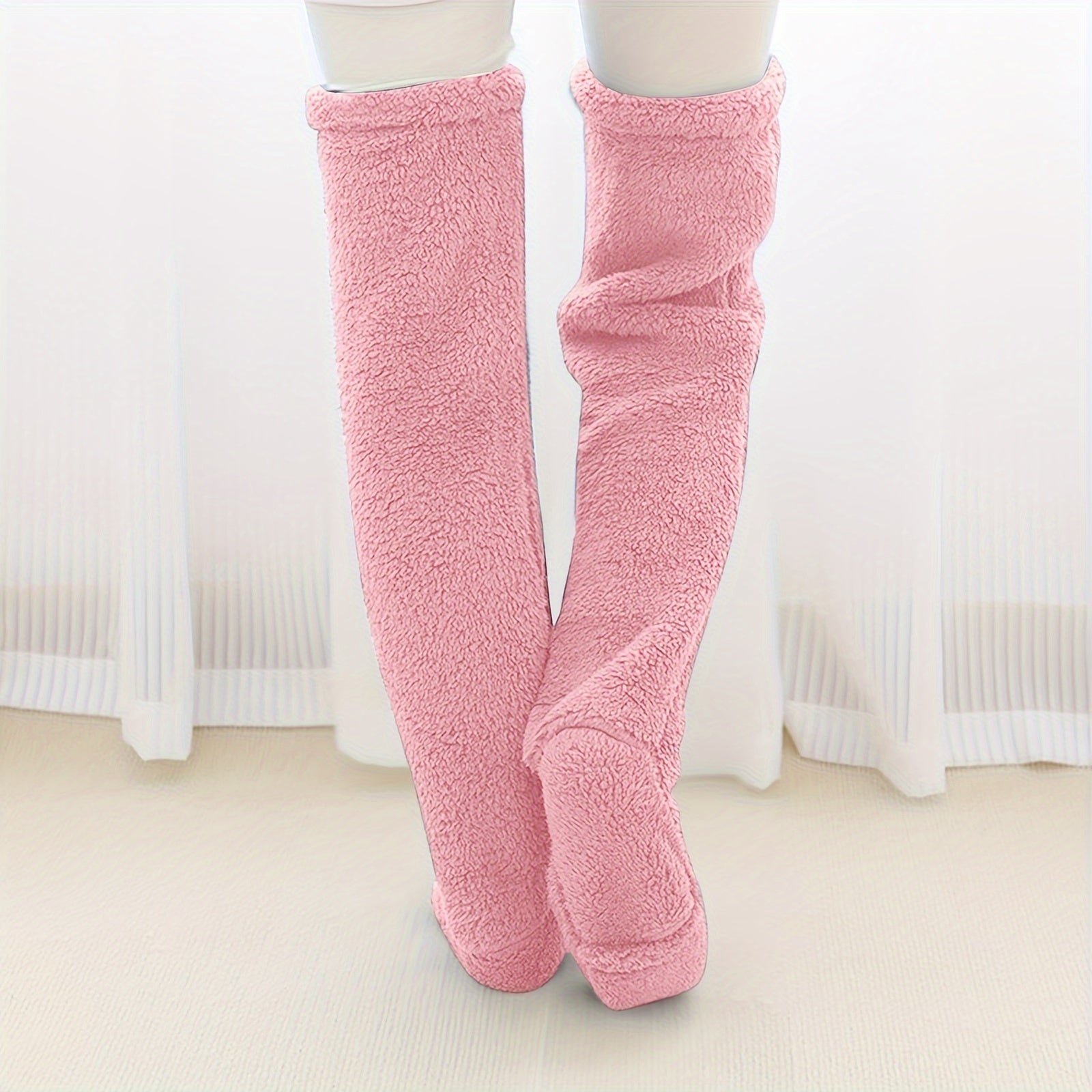 Women's Over Knee Slipper Boots Thermal Plush Home Shoes Cozy Warm Floor Slippers