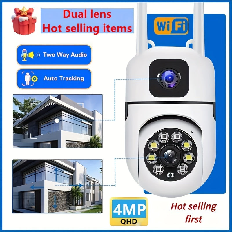Wireless Security Camera 4MP HD Night Vision Two-Way Audio Indoor Outdoor WiFi PTZ