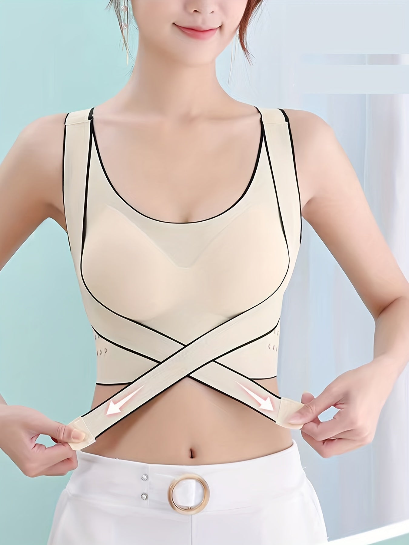 Women's Sports Bras Pack of 4 Front-Closure Yoga Running Bras with Attractive Back Design