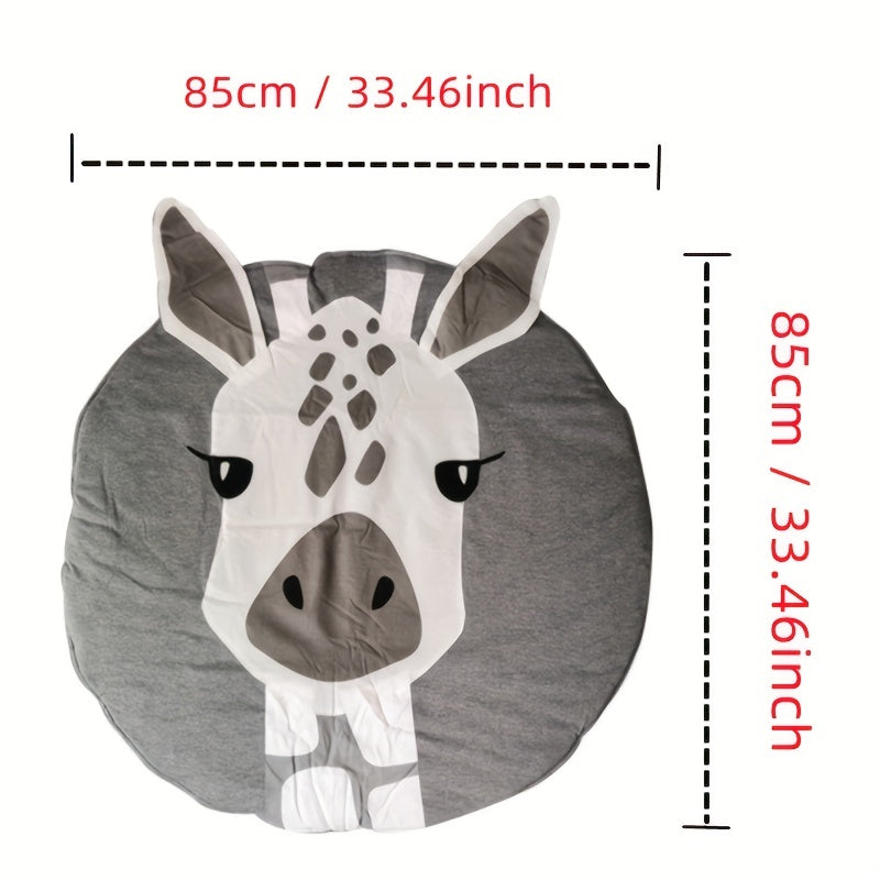 Baby Play Mat Soft 3D Animal Round Crawling Mat with Detachable Liner and Zipper Closure