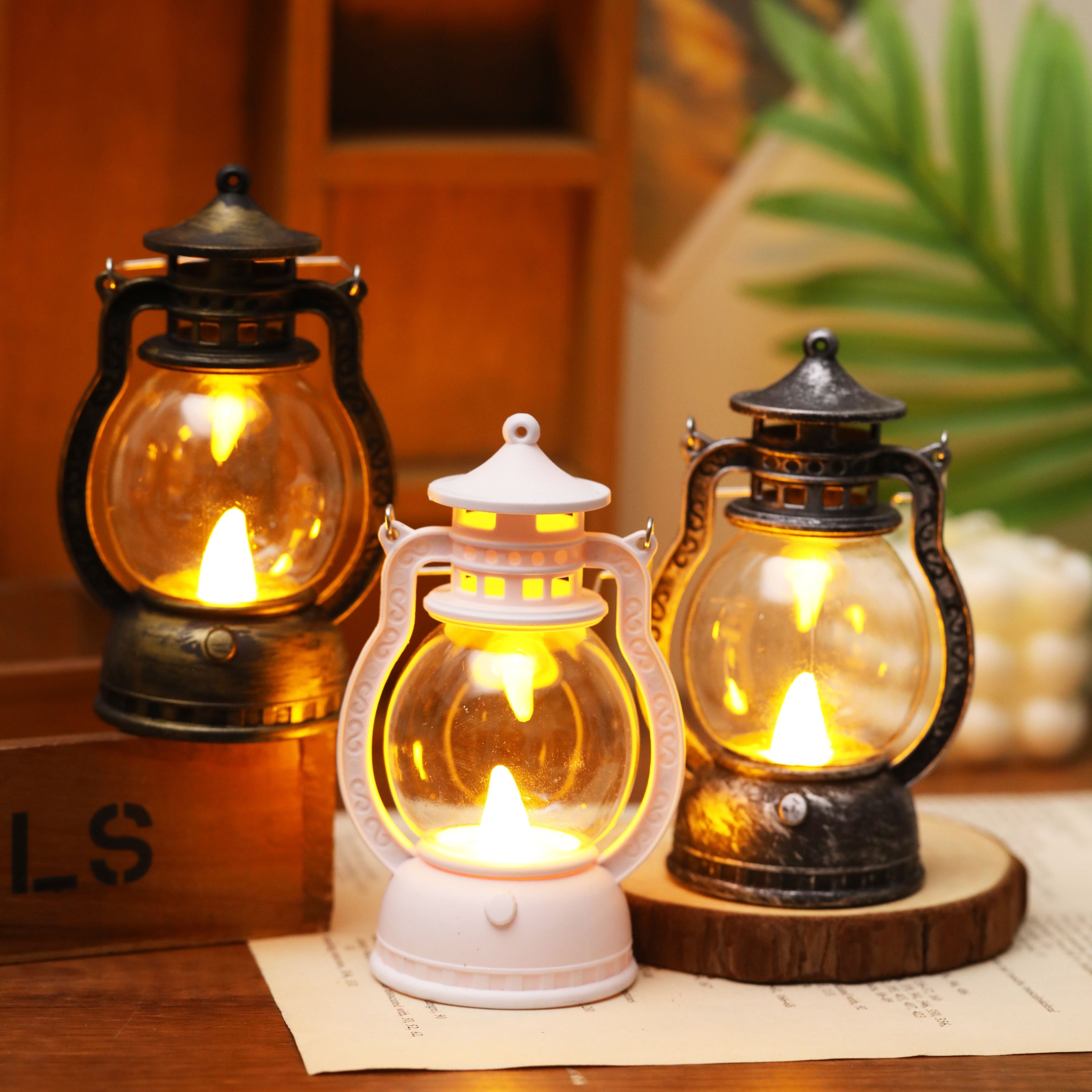 Mini LED Lantern with Battery Included for Decoration Bedroom Party Holiday Faux Candle Light