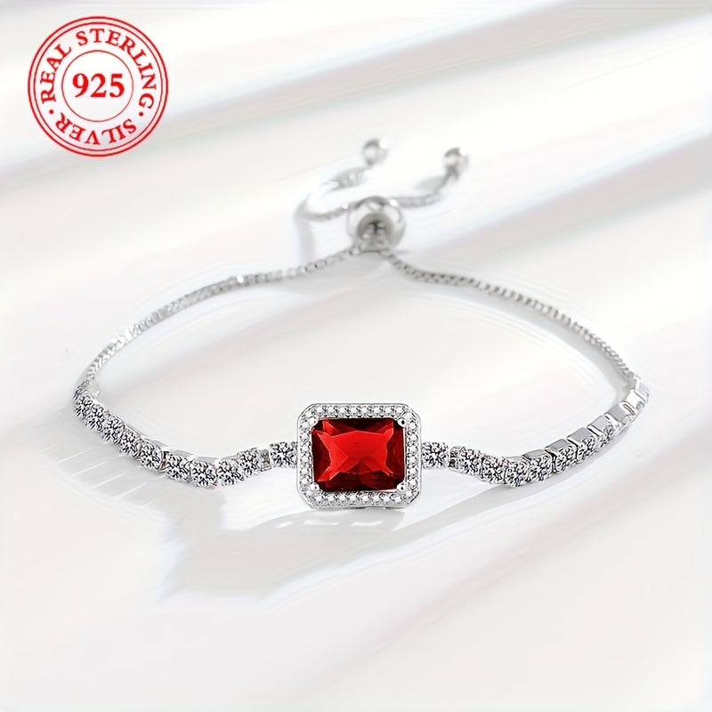 Women's Silver Bracelet with Green Zirconia Stones Adjustable Jewelry for Daily and Special Occasions