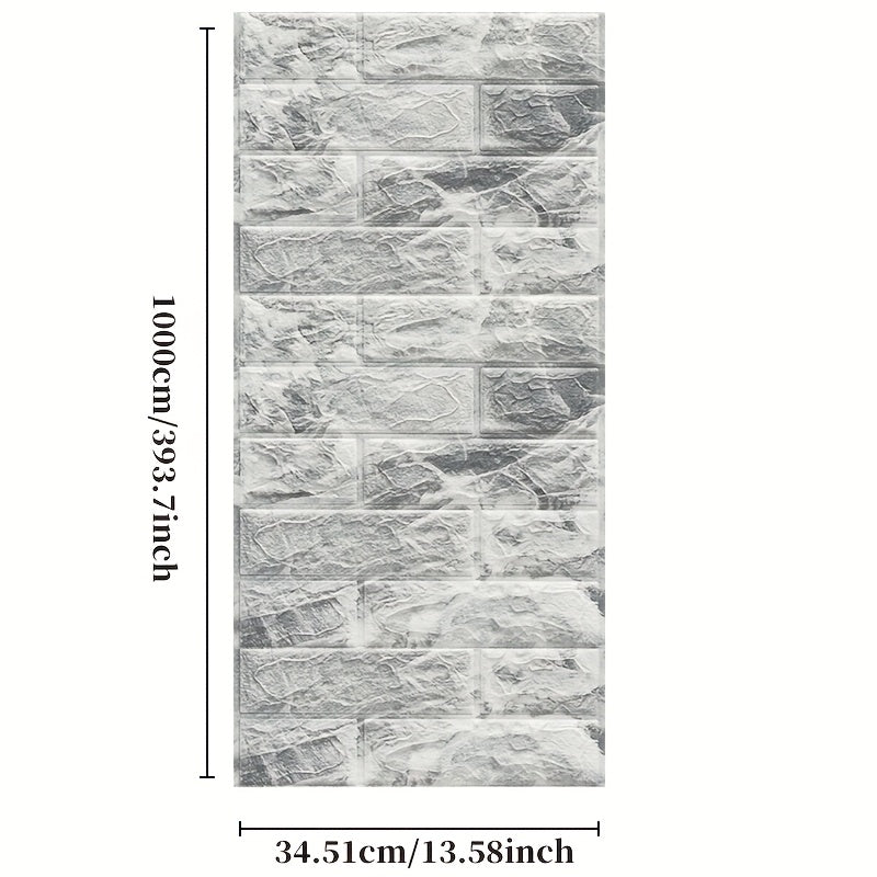 10m suv o'tkazmaydigan o'z-o'zini yopishtiradigan 3D g'ishtli devor qoplamasi stikerlari, kulrang jigarrang marmar naqshli devor bezak uchun