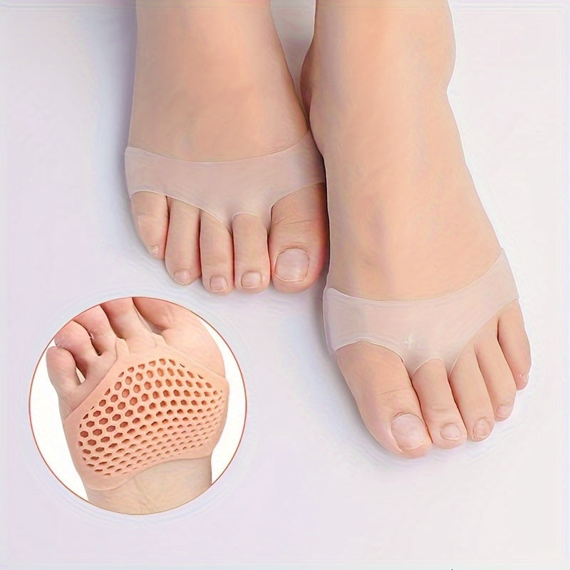 Women's Silicone Forefoot Cushions Shock-Absorbing Insole with Toe Protector
