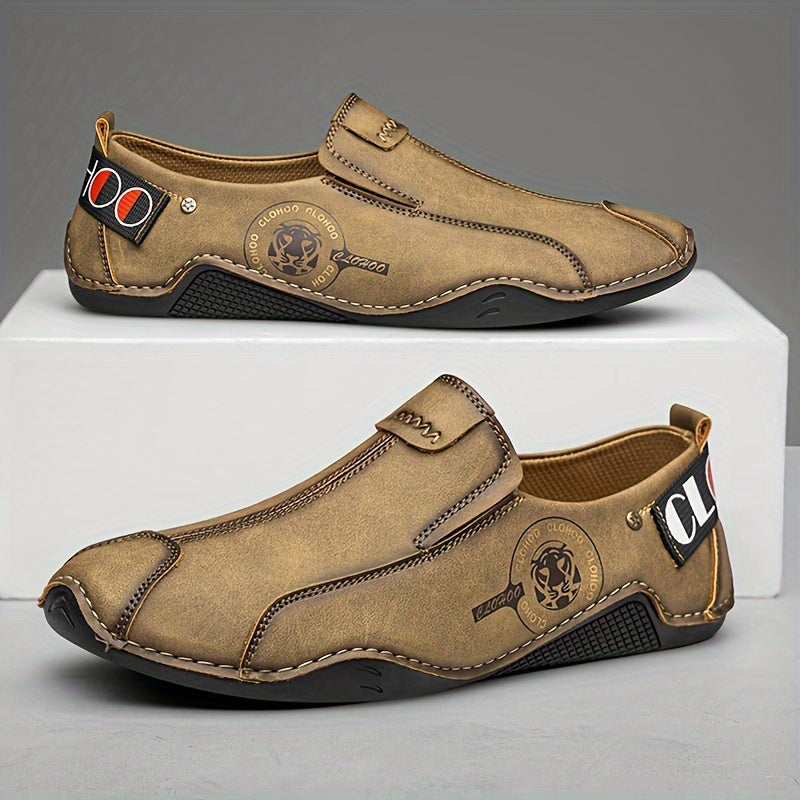 Men's Leather Loafers Slip-On Casual Shoes for Spring Summer Fall Solid Color